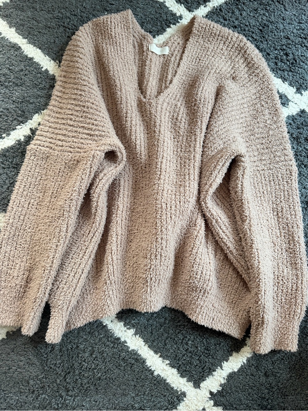 Altar'd State Chunky V-Neck Sweater in Taupe